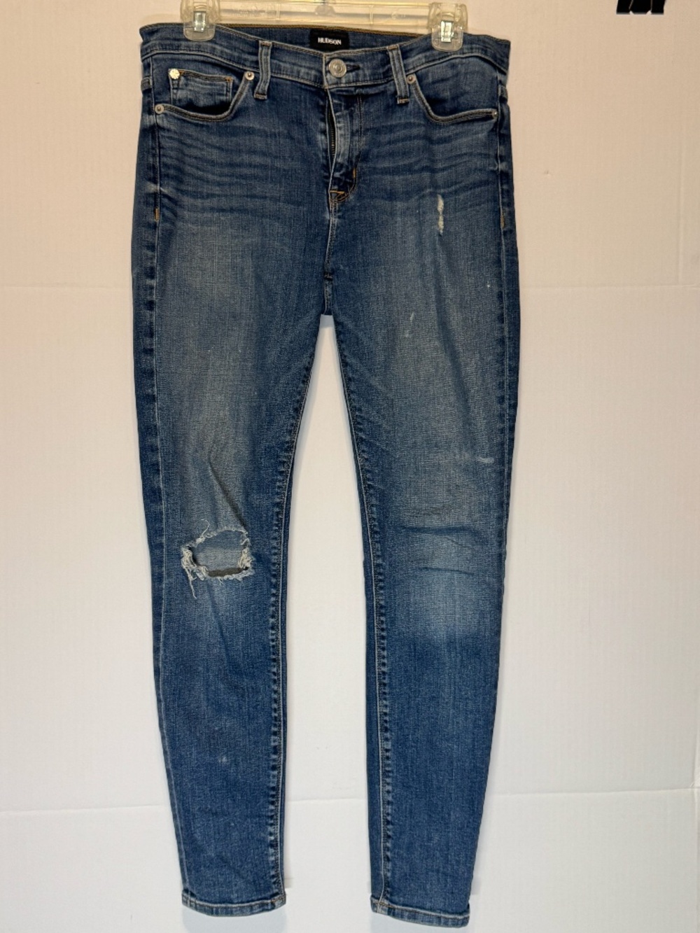 Hudson Nico Midrise Ankle Super Skinny Jeans 29 Distressed Light Wash Stretch